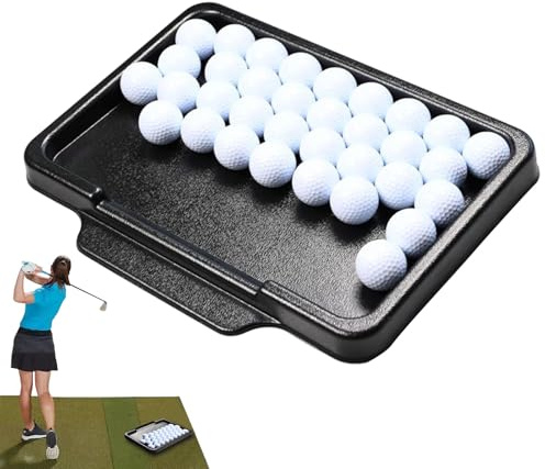 Golf Mat Ball Tray - With Storage Holder for Up to 50 Balls - Golf Ball Storage Box | For Tee Area Garden Outdoor Indoor Sports Enthusiasts