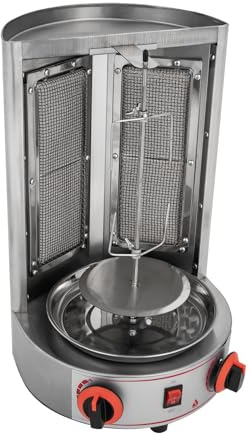 4300w Gas Dönergrill, Edelstahl Hähnchengrill, Gyrosgrill mit 360° Drehspieß, Vertikalgrill für Zuhause, Tischgrill für Rind, Schwein, Huhn, Wurst und Hackbraten