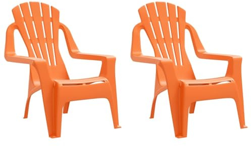 GeenYuu Barnträdgårdsstolar, 2 stycken orange 37 x 34 x 44 cm, polypropen, träutseende, stapelbar för utomhus och inomhus, bekväm sitthöjd för småbarn upp till 25 kg, perfekt för lek och läsning