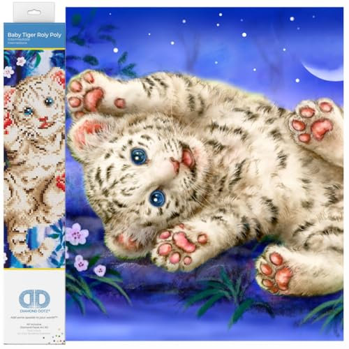 DIAMOND DOTZ DD5.005 - Original 5D Diamond Painting Set Baby Tiger, Kreativset mit 4.712 Diamant Mosaiksteinen, Malset ca. 28 x 36 cm, DIY Komplettset für Erwachsene und Kinder ab 8 Jahren