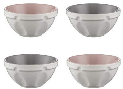 Mason Cash Innovative Kitchen Set of 4 Off-White 10 cm Mini Bowls | Off-white stoneware design offers durable, stackable storage, suited for measuring ingredients or serving dips.