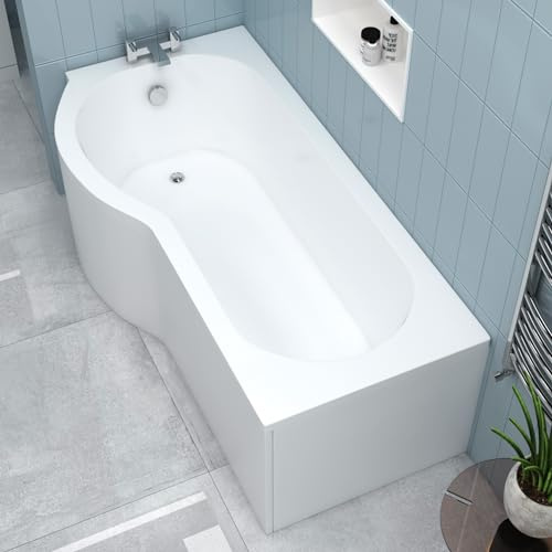 Elva 1500 x 850mm Left Hand P-Shaped Shower Bath Bathtub
