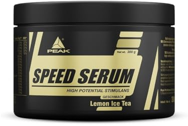 PEAK Speed Serum - 300g Geschmack Lemon Ice Tea I 30 Portionen I Pulver I Energydrink I Pre-Workout I Diät I mit BCAAs I L-Carnitin I Panax Ginseng I Grüntee EGCG I Guarana Extrakt