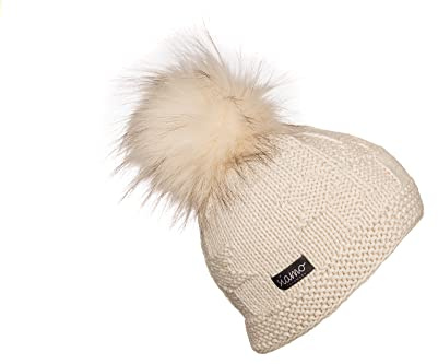 Bommelmütze AYACUCHO natur Unisex Baby-Alpaka mit vegetarischem Bommel Damen-Mütze Herren-Mütze Winter-Mütze Mütze von siamo-handmade