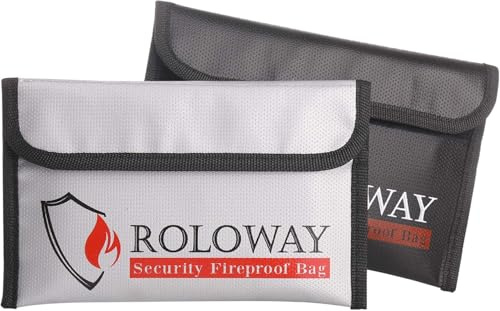SEKAM Kleine Feuerfeste Tasche (12,7 x 20,3 cm), Nicht Feuerfeste Geldtasche für Bargeld, Wertsachen, Reisepass, Währung & Schlüssel (2er-Pack)