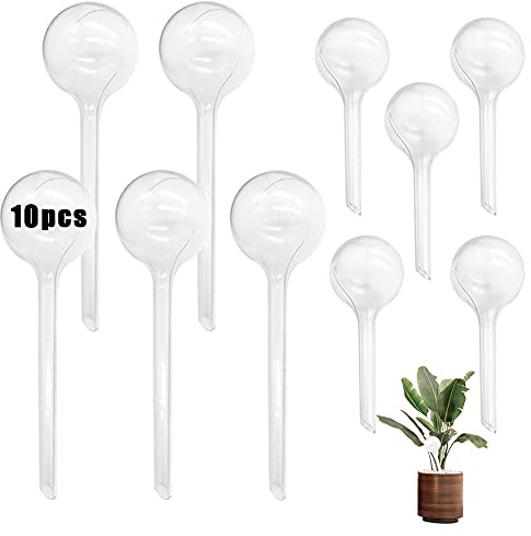 10 PCS Plastic Clear Self-Watering Bulbs,Garden Plant Watering Bulb,Plastic Automatic Devices Watering Globe for Indoor Outdoor Plants,Flowers