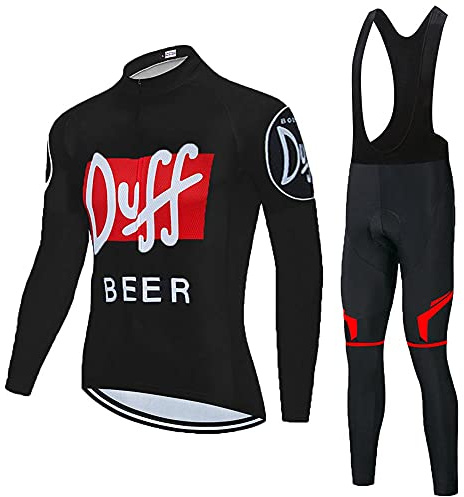 Moxilyn Herren Fahrradtrikot, Langarm Set mit 20D-Gel-gepolsterten Langarm Trägerhose Radhose, Atmungsaktiv Elastische Schnell Trocknend Fahrradbekleidung für Radfahren MTB, XL