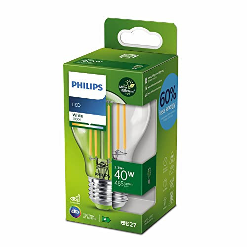 Philips LED Classic ultraeffiziente E27 Lampe (40 W), LED Lampe mit kaltweißem Licht, energiesparende Lampe mit langer Nutzlebensdauer, Energieeffizienzklasse A, Warmweiß