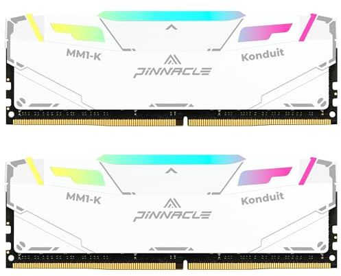 Timetec Pinnacle Konduit RGB DDR4 3200 MHz PC4-25600 CL16-18-38 XMP2.0 överklockning 1,35 V kompatibel med AMD och Intel Desktop Gaming PC minnesmodul RAM – vit (3200Mhz 16GB Kit)