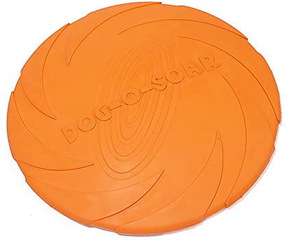 SEIWEI Disco Volador para Perros, platillo Volador para Mascotas, Juguete de Goma para Masticar, Disco Divertido Interactivo al Aire Libre, Paquete de 1, 15 cm, Naranja