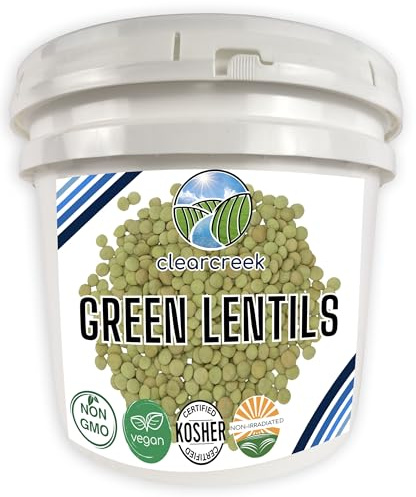 CLEAR CREEK Green Lentils | Project Non-GMO Verified | 25 lb bucket | Vegan | Non-Irradiated (Will Sprout) | Kosher | Vegan