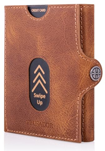 TRUSADOR Valencia Slim Small Leder Fronttasche Geldbörse Kartenetui mit RFID Schutz Brieftasche für Damen und Herren
