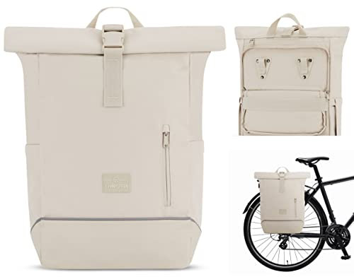 Johnny Urban Fahrradtaschen für Gepäckträger Damen & Herren Beige - Robin Medium Bike - 2 in 1 Fahrrad Tasche Rucksack & Gepäckträgertasche Hinten - Wasserabweisend