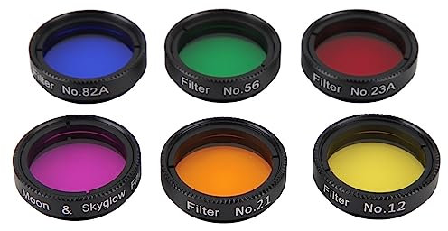 ASHATA Teleskop-Verschiedene Farbfilter, 6 in 1, 1,25-Zoll-kompatibel, Optisches Glas und Kunststoffmaterialien