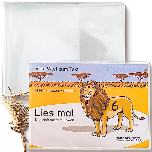 OLGS 2x Hefthülle DIN A5 blanko QUER starke PVC Folie transparent Premium Umschlag für Lies mal Hefte | Hefthülle Schutz für Kinderuntersuchungsheft und Zahnarzt Untersuchungsheft…