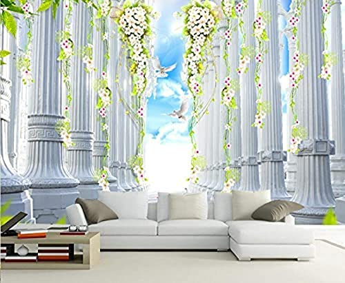 Patrón Europeo Roma Flor Papel Pintado Grande Fresco Papel Pintado Verde Decoración Fotomural Sala De Estar Pared Pintado Papel Tapiz No Tejido-430cm×300cm