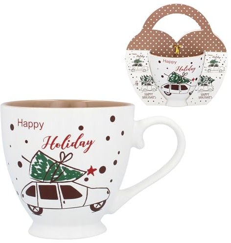 Weißer Weihnachtsbecher, Porzellanbecher 390ml Einheitsgröße