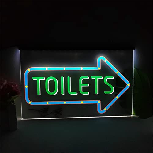 FINOTI Segno Neon Freccia Servizi igienici Luce Neon Freccia Bagno insegna Neon LED Freccia per Bagno Segno Toilette Negozio Ristorante dell'hotel insegna Luminosa Neon Segno Luminoso,A,15.7x11.8