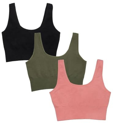 Fruit of the Loom Women's 360 Stretch Seamless Longline Sport Bra, Comfortable Wireless Bras, Seamless Full-Coverage for a Natural Shape, Desert Dusk/Olive Night/Black, 3X-Large