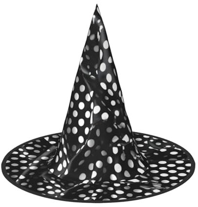 Siulas Halloween-Hexenhut-Kostüm, Hexenhüte für Damen, schwarz-weiße gewellte Punkte, Hexenkappe, Zubehör für Weihnachtsfeier, Schwarz