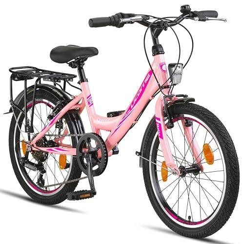Licorne Bike Stella Premium City Bike 20 Zoll 6 Gang Fahrrad für Mädchen Herren und Damen 21 Gang Holland Citybike (Rosa 20 Zoll)…