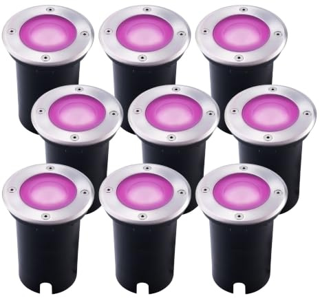 Ledvion - 9X SMART LED Einbauleuchten Rund, RGBWW, IP67, 1m Kabel, Außenbeleuchtung, Terrassenbeleuchtung