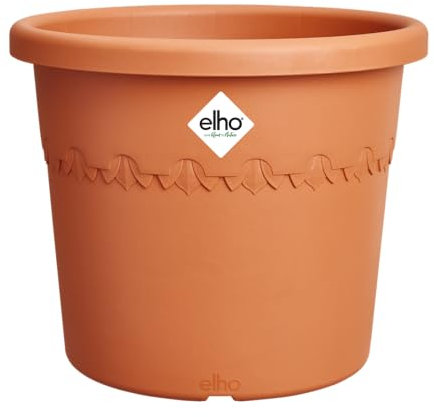 elho Algarve Cilindro 35 - Flower Pot Outdoor - 100% Recycled Plastic - Ø 34.5 x H 29 cm - Brown/Terra