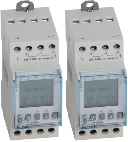 Interrupteur horaire programmable journalier ou hebdomadaire - 2 Sorties 16A 250V~ - 230V~ (Lot de 2)