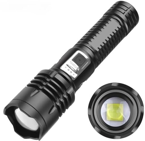 SteJar Rechargeable LED Flashlight, 5 Modes Telescopic Zoom LED Torch, Super Bright 1500 Lumens XHP99 LED, IPX4 Water Resistant, for Camping, Hiking and Emergency Use