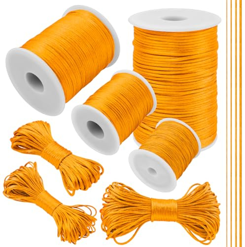 LEREATI Filo Nylon per Braccialetti 2mm x 100m Coda di Topo Cordoncino per Collane Filo Non Elastico per Braccialetti Resistente Filato Gioiello, Filo per Macrame, Perline, Fai da Te (Dorato)