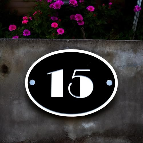 Art Deco Custom Oval House Number Signs/Plaques for Yards, Garages, Front of House, Fences