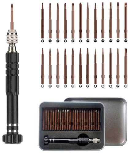 BAKESHU Set di mini cacciaviti 24 in 1, mini cacciavite, cacciavite di precisione, occhiali, occhiali da sole, orologi, gioielli, cacciaviti per riparazione telefoni cellulari (nero)
