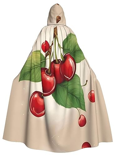 Kycvds Encantador disfraz de cereza roja dulce 1 para adultos, capa con capucha, casual, con capucha, bata con capucha, uniforme con capucha