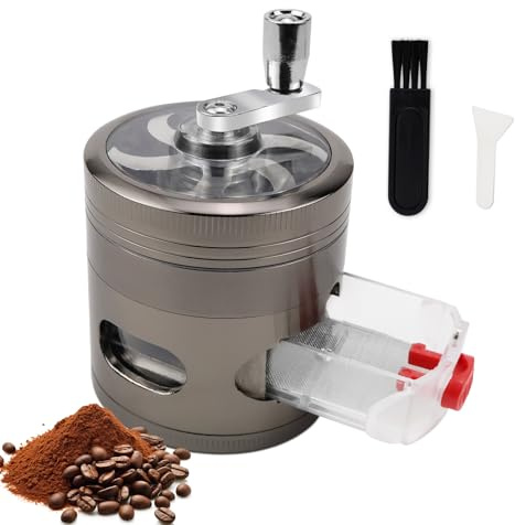 Grinder Handkurbel Gewürzmühle mit Schublade Zinklegierung Kräutermühle for Spice Gewürze Pfeffermühle Salzmühle Gewürzmühlen mit Pollen Scraper Reinigungsbürste