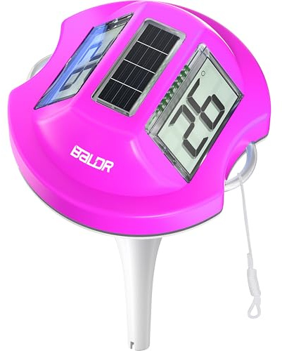 BALDR Solar Pool Thermometer with Dual LCD Screen, Easy to Read (Purple)