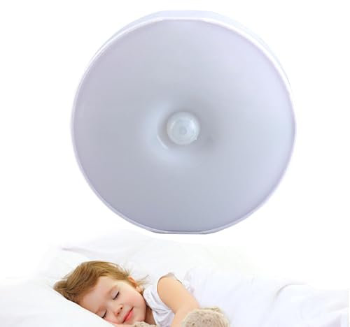 Luz nocturna con sensor de movimiento, luz nocturna con sensor LED, recargable por USB, sensor inteligente de cuerpo humano, decoración de armario, lámpara de noche regulable para dormitorio,