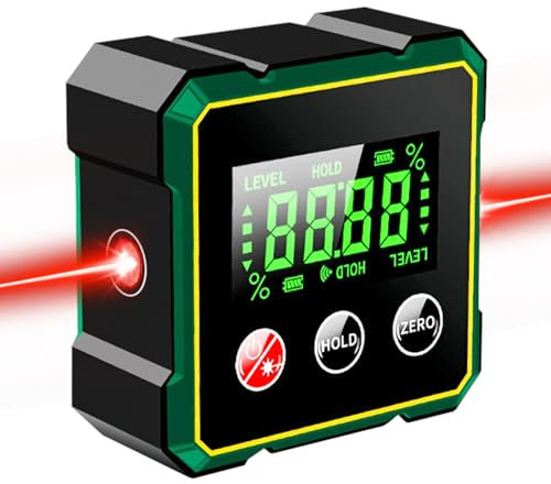 Digitaler Winkelmesser Neigungsmesser Laser Wasserwaage mit LCD Display, USB Wiederaufladbarer Digitaler Nivellierkasten Winkelsucher, IP54 Magnetisch Nivellierbox Level Box für Holzbearbeitung