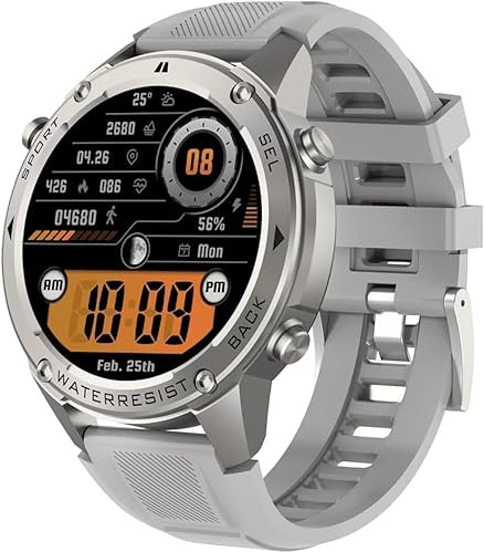 AngLink StahlGearwatch stahlsmartwatch-mit AMOLED Display – 1,43 Outdoor Sportuhr mit Höhenmesser, Barometer, Kompass, 170+ Sportmodi, 5ATM wasserdicht, Lange Akkulaufzeit, Android & iOS (Grau)