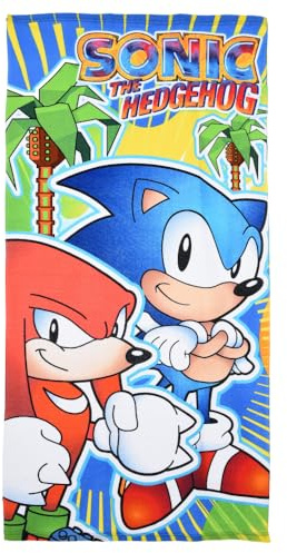 CARTOON Toalla de playa Sonic y Knuckles de microfibra de poliéster toalla para niños 240 gsm tamaño 70 x 140 cm playa piscina