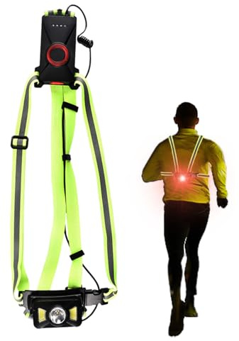 Generico Luce di marcia notturna, Attrezzatura leggera da corsa, Gilet da corsa a LED impermeabile con fascio regolabile ad alta visibilità ricaricabile tramite USB per jogging all'aria aperta