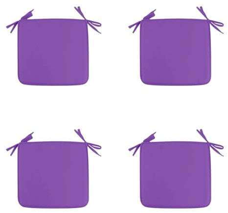 4er Set Quadratisch Stuhlkissen mit Bändern, 40x40 cm Bequemes Sitzkissen Sitzpolster für Stuhl Weiches Stuhlauflage Sitzauflage Dekokissen für Innen- & Außenbereich (Lila)