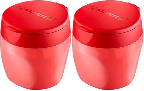 STABILO - Robuster Dosenspitzer - woody 3 in 1 Spitzer - für extradicke Stifte - 2er Pack - rot