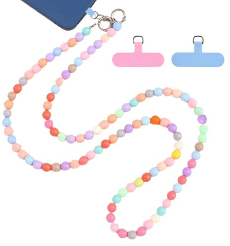 pclapora Cordon Téléphone Portable Universel en Perles, Dragonne Telephone avec Chaîne de Pendentifs pour Smartphones, Anti-Perte pour Femmes et Filles