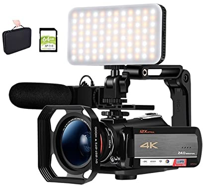 Appareils Photo Numériques, Caméra vidéo 4K Caméscope de Diffusion en Direct Caméra Vlog Professionnelle Zoom Optique 12X