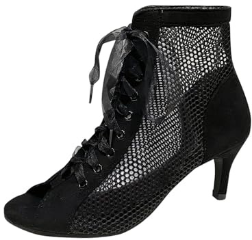 Escarpins Femme Heels DanceClass Bootie Sandales à Talons Hauts Escarpins Sexy Noir Mesh Stiletto Talons Hauts Sandales à Lacets avec Bouche de Poisson Chaussures de Danse Sandale Confort