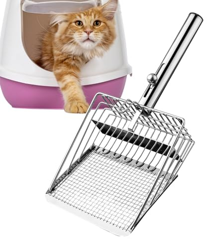 Pala para arena para gatos, pala para gatos con gancho y agujero, pala colador para tamizar y limpiar arena para gatos para interiores, hogar, gatitos, hombres, mujeres y olores