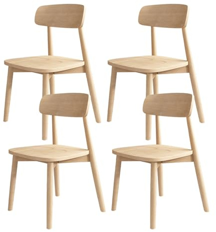 DGDHHSFJDJ Moderne Esszimmerstühle aus massiver Eiche im Mid-Century-Stil, 4er-Set, stilvolle breite, abgerundete Rückenlehne für Küche, Esszimmer, Wohnzimmer, Schlafzimmer, Arbeitszimmer