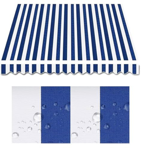 Tessuto di ricambio per tenda da sole retrattile, 4 x 3 m e 5 x 3 m, arrotolabile manualmente, rosso e bianco, ideale per ombrelloni da balcone all'aperto (blu, 2 x 1,5 m)
