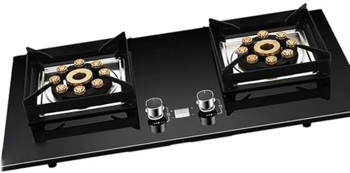 Cuisinière À Gaz 2 Feux, 9 KW, En Verre Trempé, Double Plaque De Cuisson À Allumage Rapide Et Haute Puissance, Minuterie Intelligente Bilatérale De 180 Min, Support En Fonte(NG)