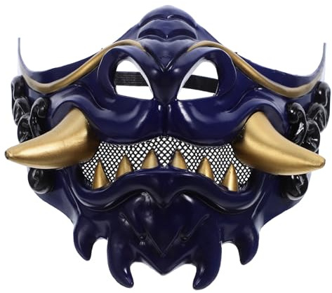 BESPORTBLE Masque Samouraï Japonais Démonté Demi-visage Masque Cosplay Maléfique Accessoires pour Halloween Costume Homme